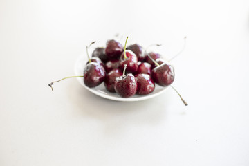 Fresh ripe bird cherries close up shot