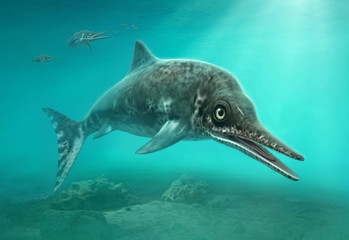 Stenopterygius scene 3D illustration