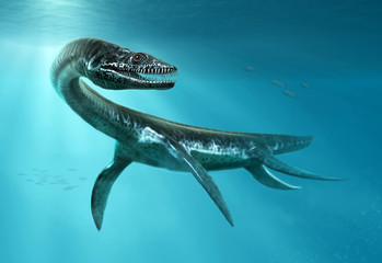 Plesiosaurus scene 3D illustration