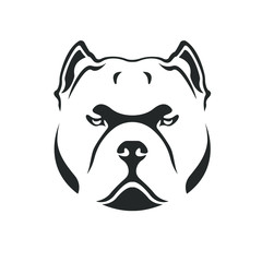 American bully icon. Bully dog head vector template. Black on white.  