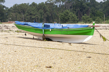 wooden fishing boat on the coast