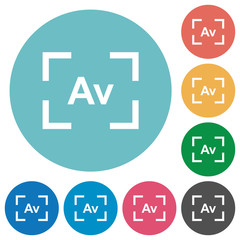 Camera aperture value mode flat round icons