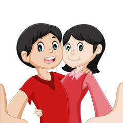 couple selfie cartoon