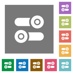 Toggle switches square flat icons