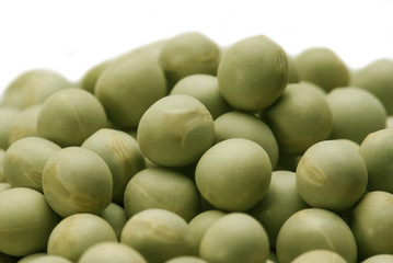 Green peas on white background 
