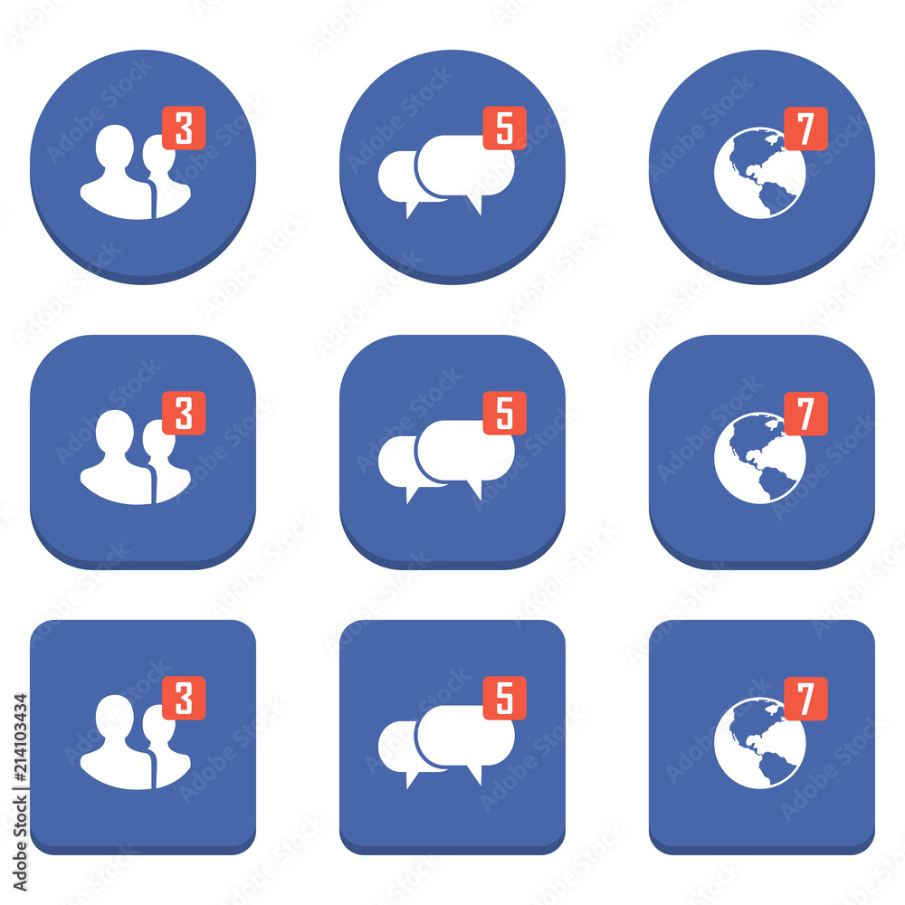 Poster set of notification icons on a blue background