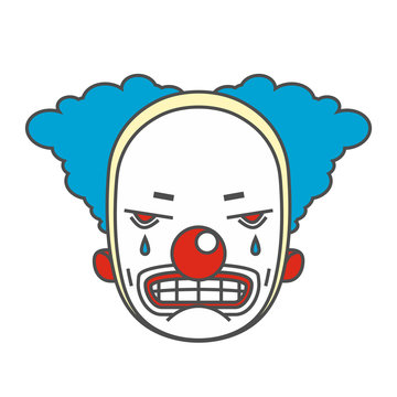 Evil clown head. Vector illustration.