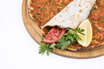 Turkish foods; Turkish pizza, Lahmacun