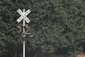 Train Tracks Railroad Crossing sign