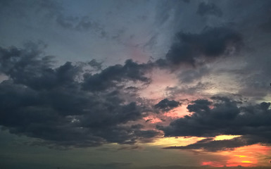 gloomy rain clouds at sunset Minsk, Belarus