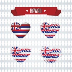 Hawaii with love. Design vector broken heart with flag inside.
