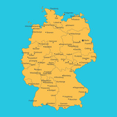 Obraz premium Vector map of Germany on blue background.