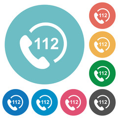 Emergency call 112 flat round icons