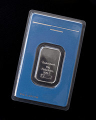 Minted bar of palladium weighing 10 grams sealed in tamper-proof packaging. Palladium ingot in...