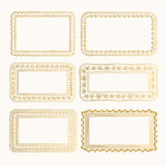 
Golden selection of oriental frames. Vintage hand drawn design. Floral elements.
