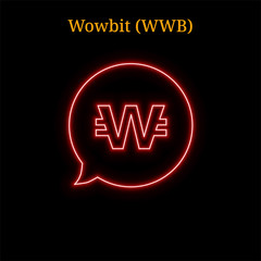 Wowbit (WWB) cryptocurrency symbol. Vector illustration eps10 isolated on black background