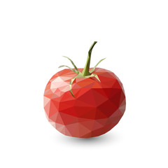 Polygonal tomato, vector abstract geometric illustration