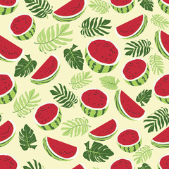 Summer Watermelon Seamless Vector Pattern