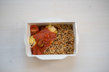 photo of a real meal on a light background