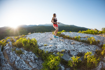 Naklejka premium running in the mountains