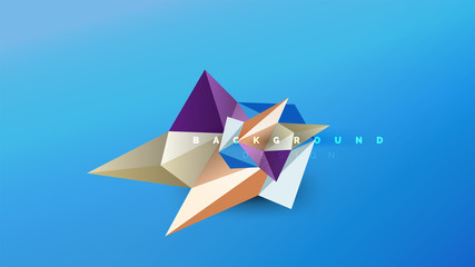 Abstract background - geometric origami style shape composition, triangular low poly design concept. Colorful trendy minimalistic illustration