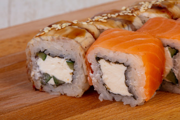 Philadelphia roll with salmon, eel
