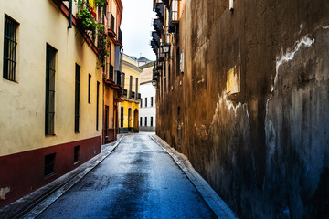 Street view of downtown in Sevilla city, Spain