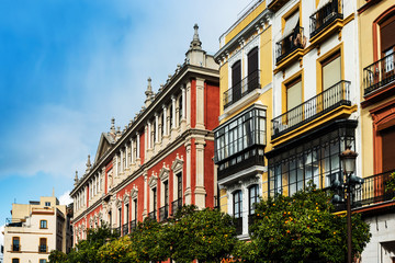 Obraz premium Antique building view in Old Town Sevilla, Spain