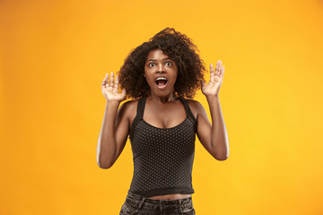 Beautiful woman looking suprised