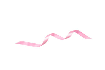 pink ribbon for decor card or present product concept isolated background.