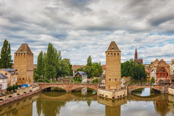 Fototapeta na wymiar The famous French city of Strasbourg on the Ile River. Petite France.