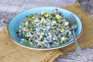 Turkish foods; Purslane salad (semizotu salad)