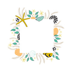 Vector floral seaweed frame