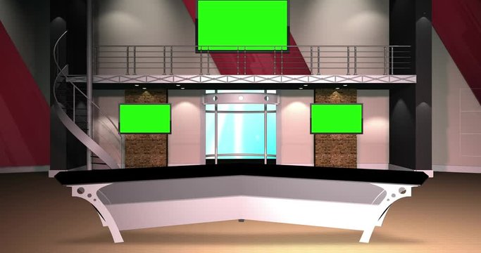 Virtual Set 12 - Brick Wall Newsroom Studio Background Shot