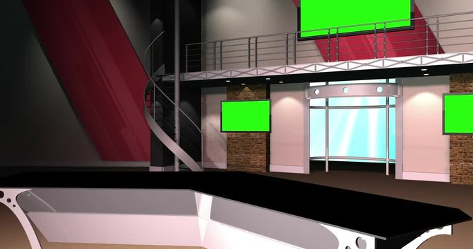 Virtual Set 12 - Brick Wall Newsroom Studio Background Shot