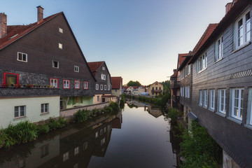 Naklejka na ściany i meble Medieval German Bavarian Town of Kronach in Summer. Lovely historical houses