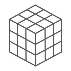 Math cube thin line icon, block and geometric, square sign, vector graphics, a linear pattern on a white background, eps 10.