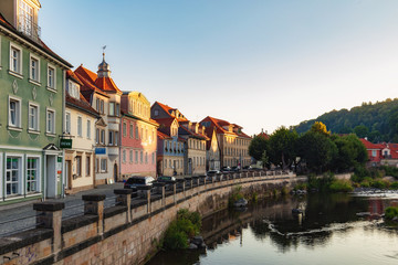 Fototapeta premium Medieval German Bavarian Town of Kronach in Summer. Lovely historical houses