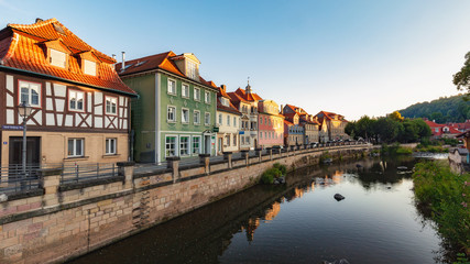 Medieval German Bavarian Town of Kronach in Summer. Lovely historical houses