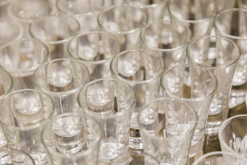 Wine glasses for strong alcoholic beverages, background of wine glasses.