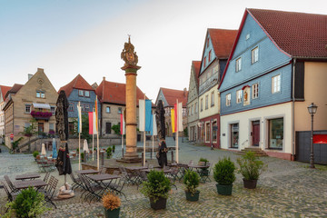 Medieval German Bavarian Town of Kronach in Summer. Lovely historical houses