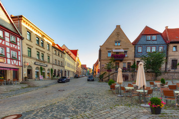 Medieval German Bavarian Town of Kronach in Summer. Lovely historical houses