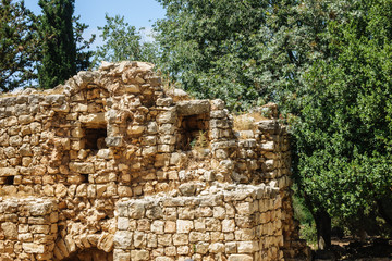 Fototapeta premium Ruins of medieval Yehiam Fortress, Galilee, Israel