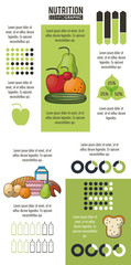 Nutrition and food green infographic with statistics and elements
