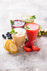Assortment of various healthy smoothies
