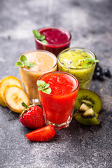 Assortment of various healthy smoothies