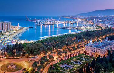 Port of Malaga in dusk
