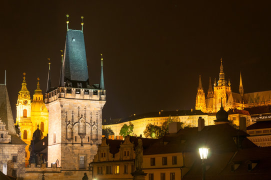 View at Cathedral Saint Vitus by night in Prague, Czech