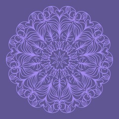 Decorative Cicle Floral Vector Shapes. Flower purple mandala. Vector illustration