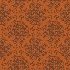 Seamless geometric pattern with floral abstract decoration. Vector illustration